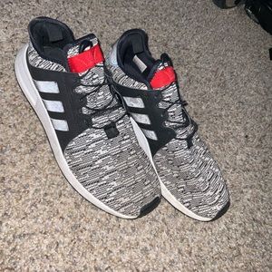 Grey, white, red mens adidas shoes
